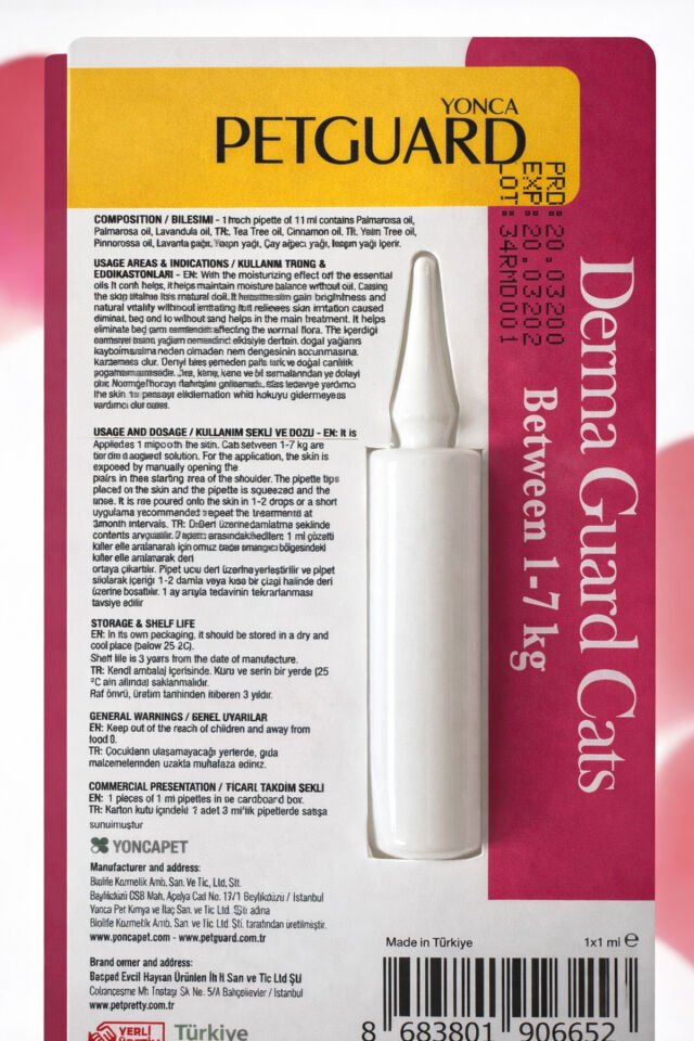 Kedi Tüy ve Cilt Bakım Dış Anti-Prazit Damlası 1-7 kg