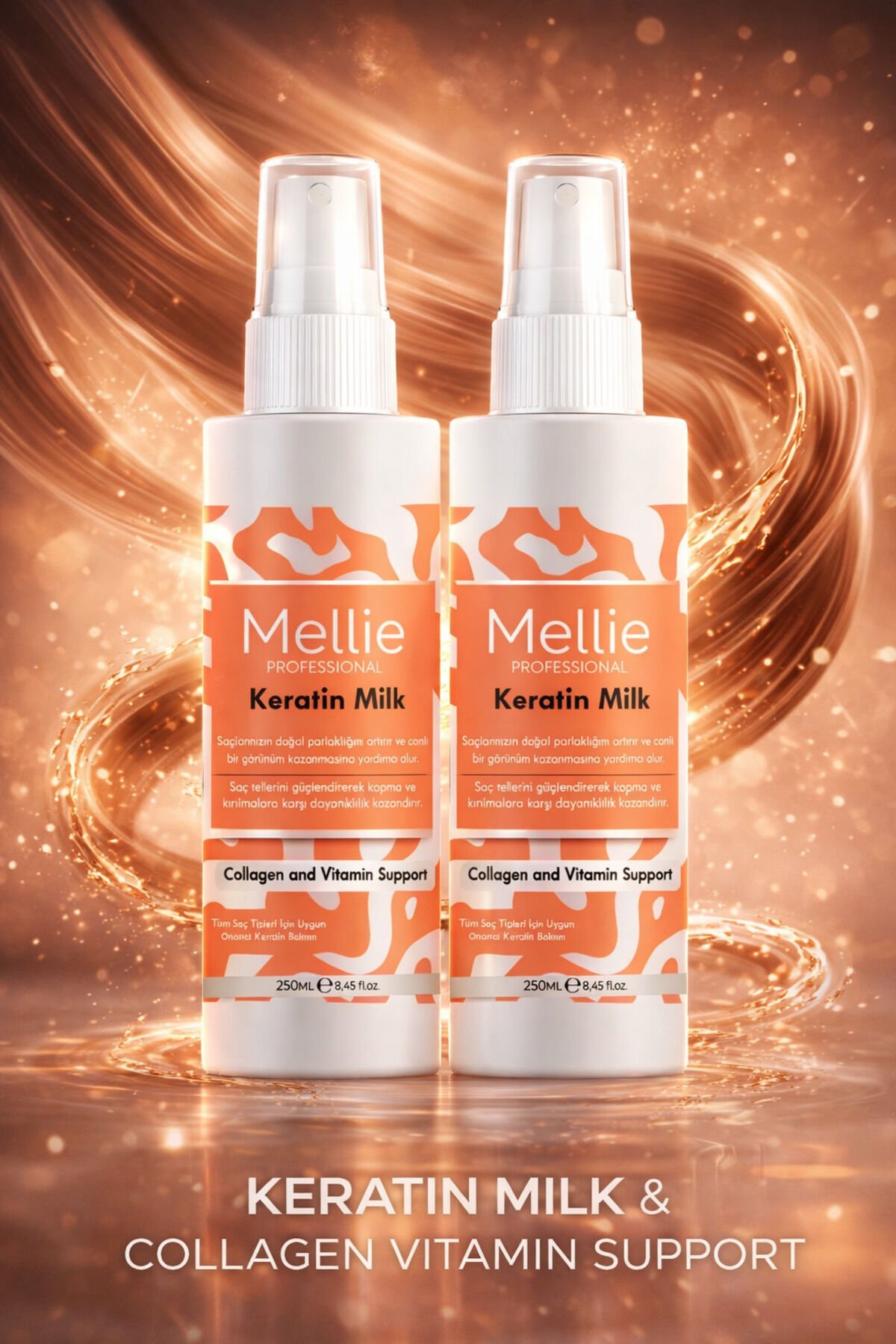 Keratin Saç Bakım Sütü, Biotin ve Collagen içeren 2’li Set